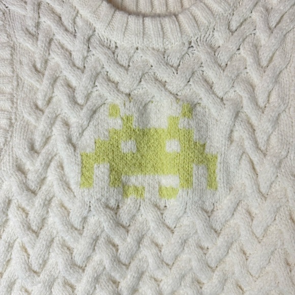 ZARA Women's Large X Space Invaders Pacman Rachatte Crew Neck Sweater Vest Crop - Picture 4 of 8